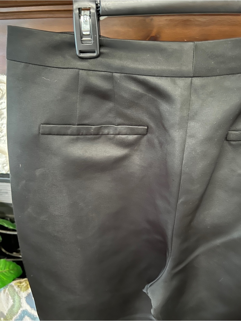 Kate Spade Tech Satin Feather-Trim Pants Black Cropped Pants Women’s Size 14 - Picture 6 of 12